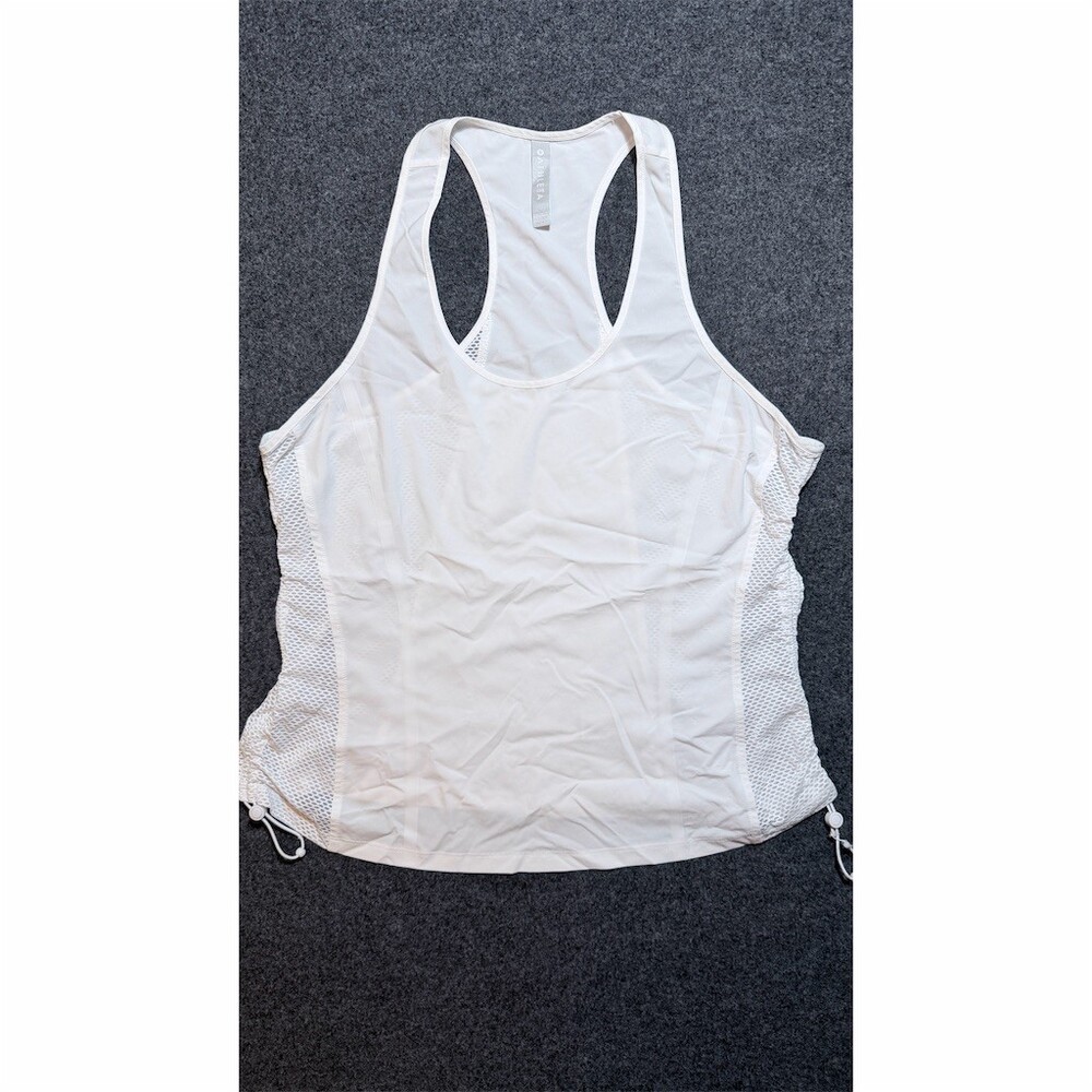 Athleta Yosemite Tank Top Womens M White Racerback Mesh Cinch Side Athletic